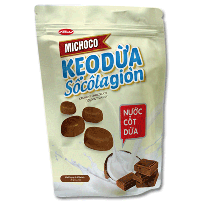 Kẹo Dừa Socola Giòn Michoco túi 100 gam