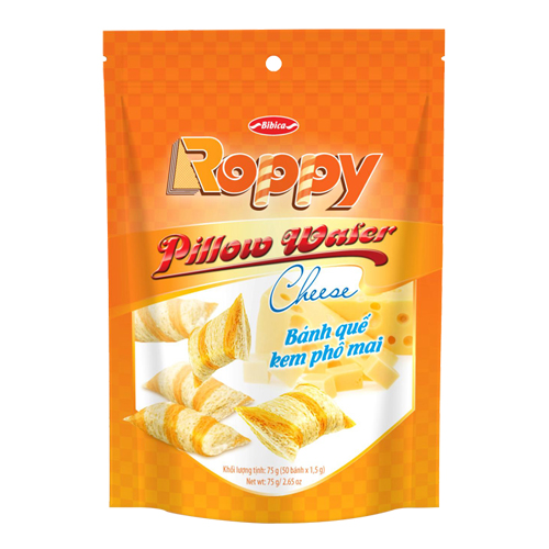 Bánh Quế kem Roppy Phô Mai túi Zip 75 gam