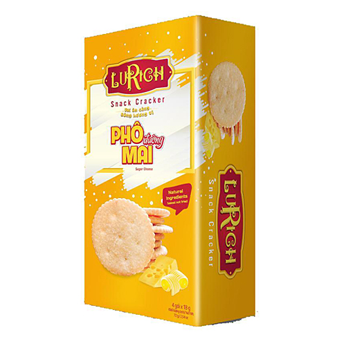 Bánh Lurich Snack Cracker Phô mai rắc đường 72 gam
