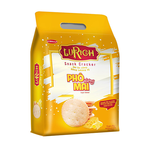 Bánh Lurich Snack Cracker Phô mai rắc đường 216 gam