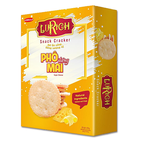 Bánh Lurich Snack Cracker Phô mai rắc đường 360 gam
