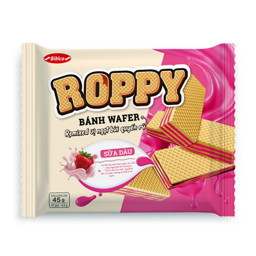 Bánh kem xốp Sữa- Dâu Roppy 45 gam
